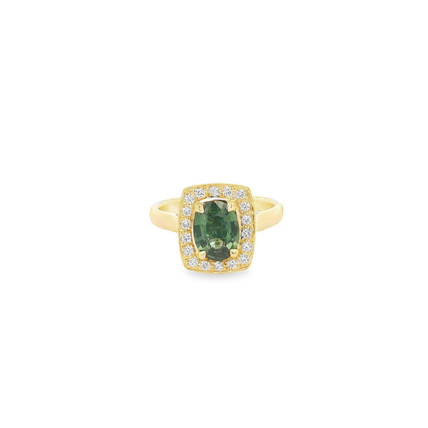 18ct yellow gold Green Sapphire & Diamond ring