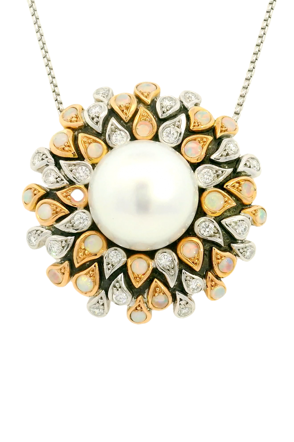 18ct white and rose gold bouquet style pendant