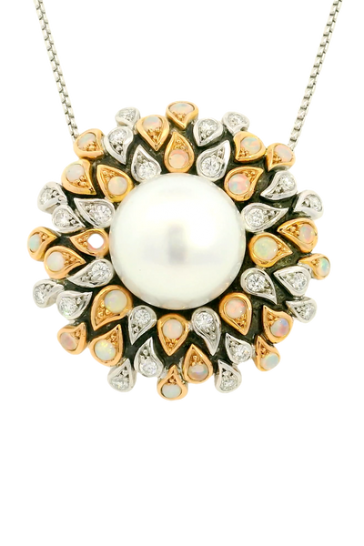 18ct white and rose gold bouquet style pendant
