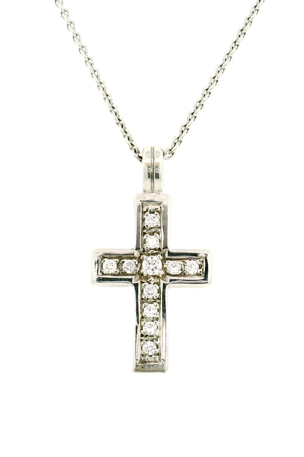 18ct white gold diamond cross pendant