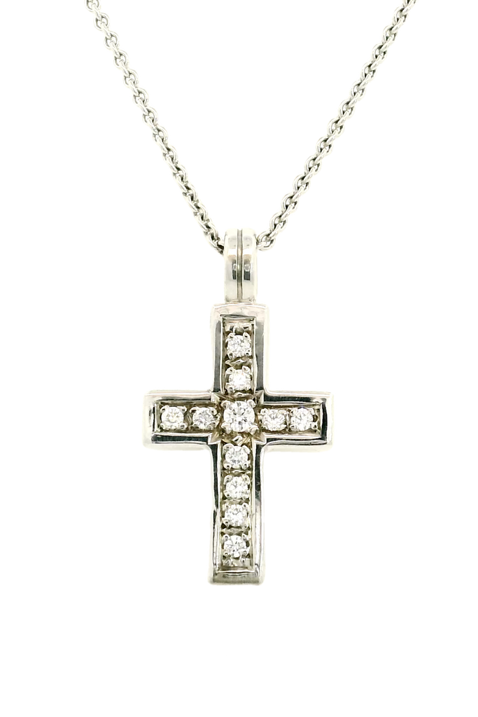 18ct white gold diamond cross pendant