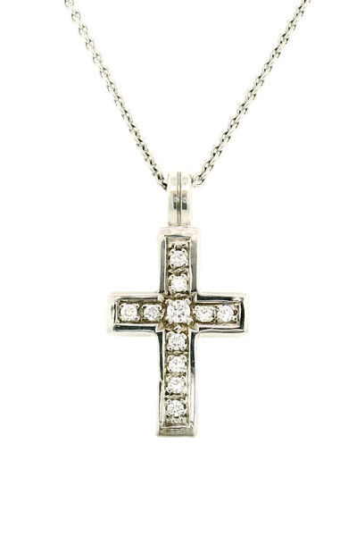 18ct white gold diamond cross pendant