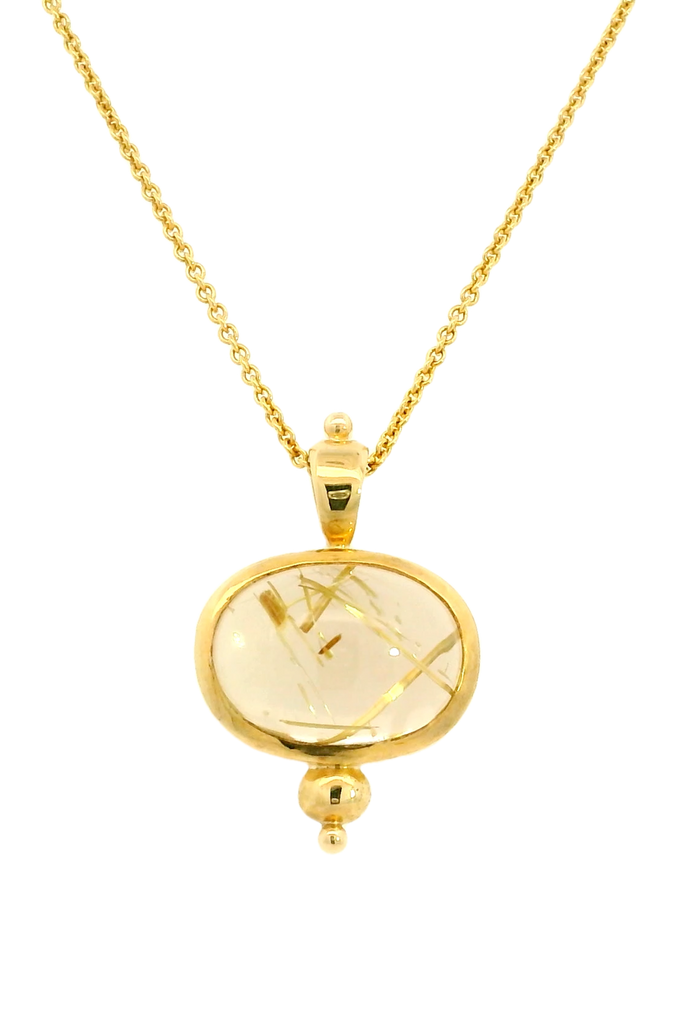 9ct yellow gold rutilated quartz pendant