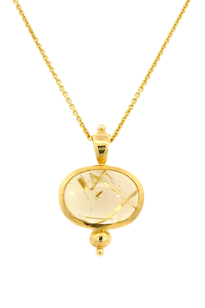 9ct yellow gold rutilated quartz pendant