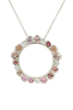 18ct white and rose gold sapphire and diamond circle pendant